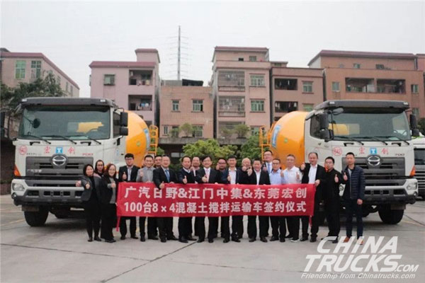 100 Units GAC Hino Light Concrete Mixers Delivered to Dongguan for Operation