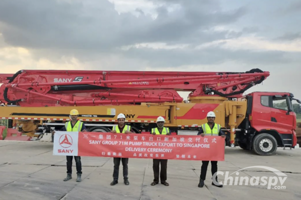 Sany 71-meter S Series Pump Truck Was Delivered to Singapore